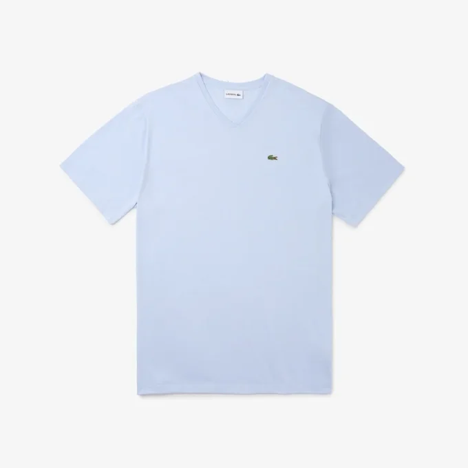 T-shirt masculina de corte largo com decote em V em Pima
