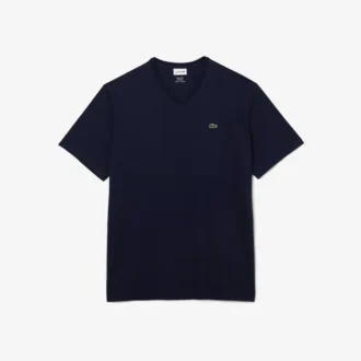 T-shirt masculina de corte largo com decote em V em Pima