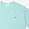 T-shirt masculina de corte largo com decote em V em Pima