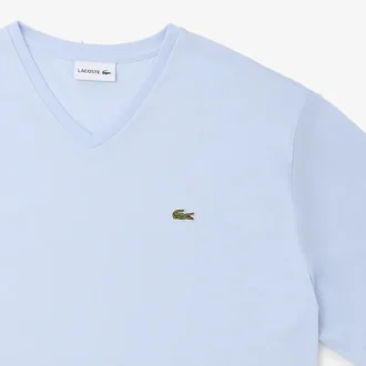 T-shirt masculina de corte largo com decote em V em Pima