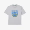 T-shirt masculina de corte largo em algodão pesado com estampado