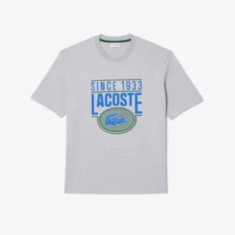 T-shirt masculina de corte largo em algodão pesado com estampado