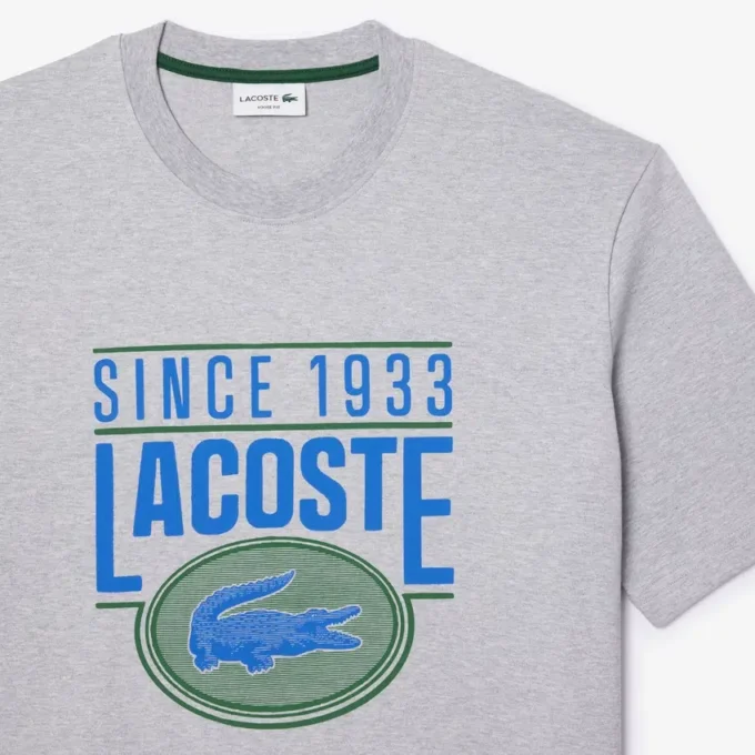 T-shirt masculina de corte largo em algodão pesado com estampado