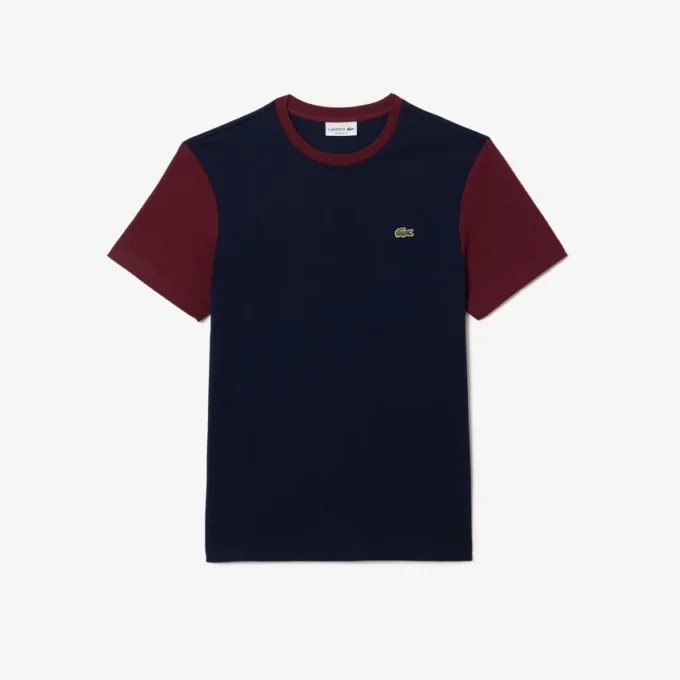 T-shirt masculina de corte regular em algodão com blocos de cor