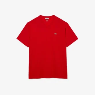 T-shirt masculina de gola em V com corte largo em Pima
