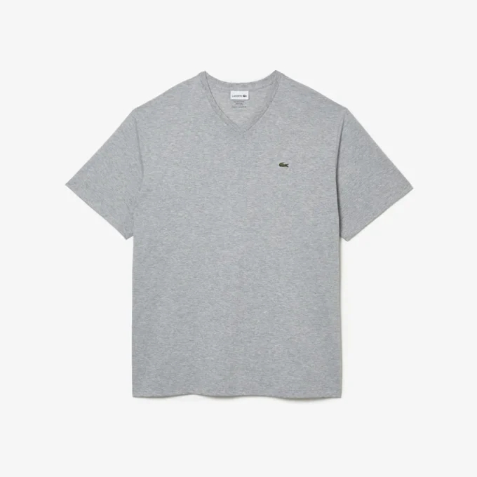 T-shirt masculina de gola em V com corte largo em Pima