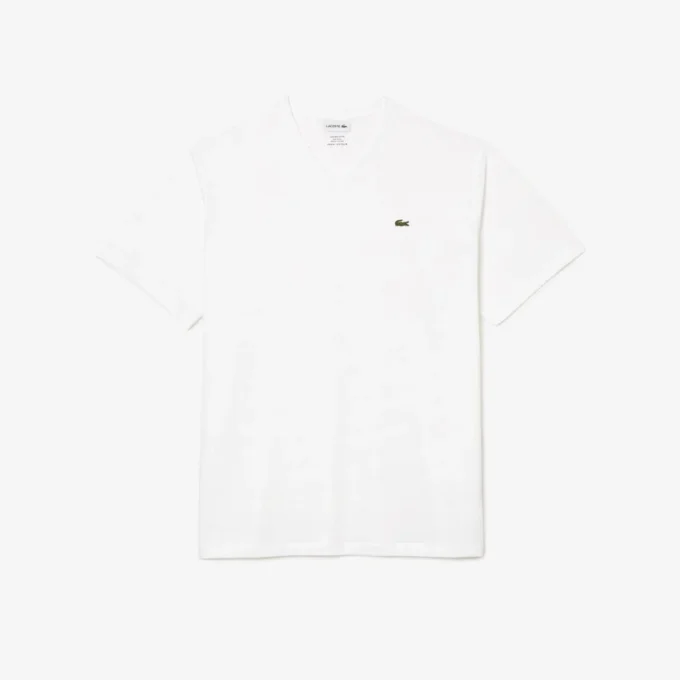 T-shirt masculina de gola em V com corte largo em Pima