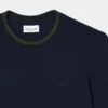 T-shirt masculina em piqué elástico com gola às riscas