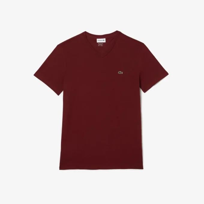 T-shirt masculina leve de algodão Pima com decote em V