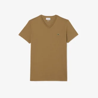 T-shirt masculina leve de algodão Pima com decote em V