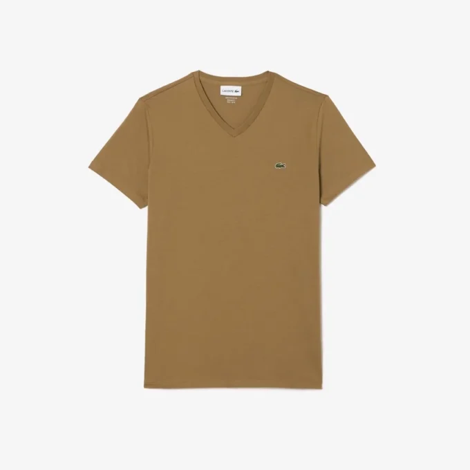 T-shirt masculina leve de algodão Pima com decote em V