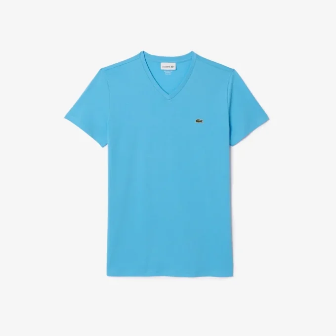 T-shirt masculina leve de algodão Pima com decote em V