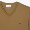 T-shirt masculina leve de algodão Pima com decote em V