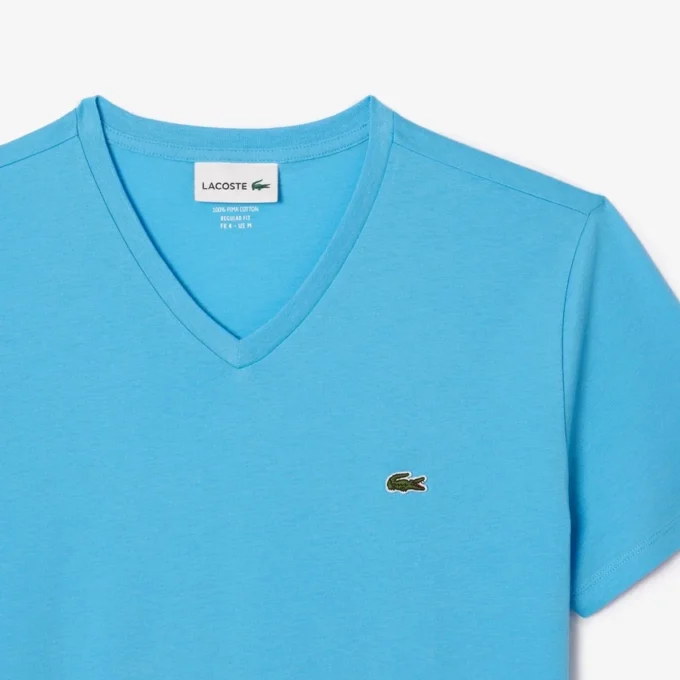 T-shirt masculina leve de algodão Pima com decote em V