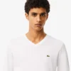 T-shirt masculina leve de algodão Pima com decote em V
