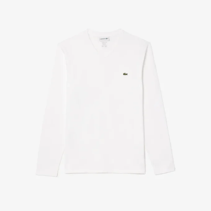 T-shirt masculina leve de algodão Pima com decote em V