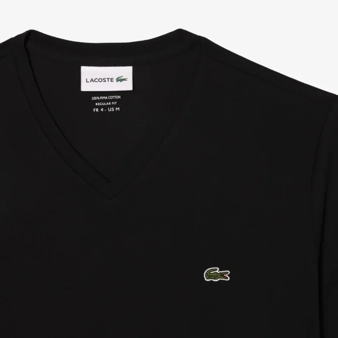 T-shirt masculina leve de algodão Pima com decote em V