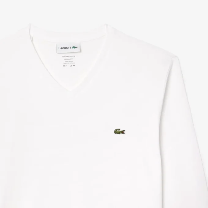 T-shirt masculina leve de algodão Pima com decote em V