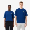 T-shirt unissexo de corte largo em algodão pesado com emblema