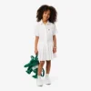Vestido-camisa com saia plissada em popeline