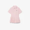 Vestido-camisa com saia plissada em popeline