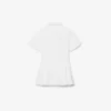 Vestido-camisa com saia plissada em popeline