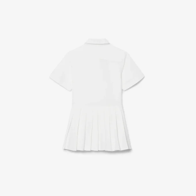 Vestido-camisa com saia plissada em popeline