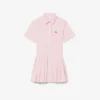 Vestido-camisa com saia plissada em popeline
