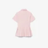 Vestido-camisa com saia plissada em popeline