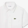 Vestido-camisa com saia plissada em popeline