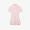 Vestido-camisa com saia plissada em popeline