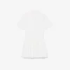 Vestido-camisa com saia plissada em popeline