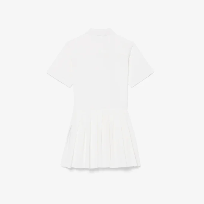 Vestido-camisa com saia plissada em popeline