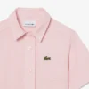 Vestido-camisa com saia plissada em popeline