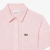 Vestido-camisa com saia plissada em popeline