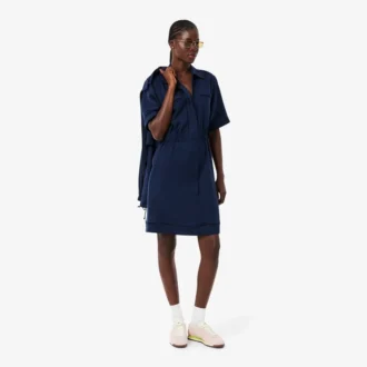 Vestido camisa fluido em mistura de linho
