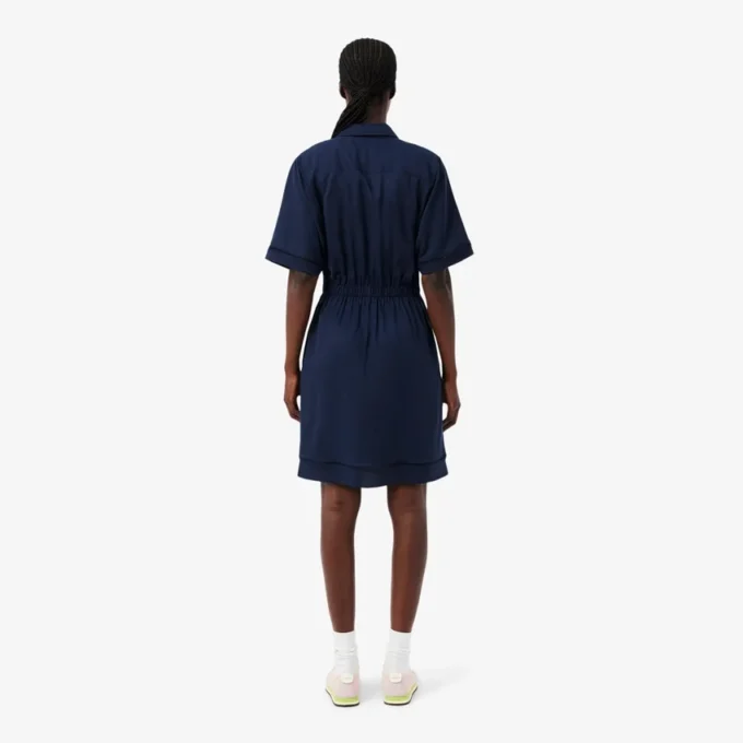 Vestido camisa fluido em mistura de linho