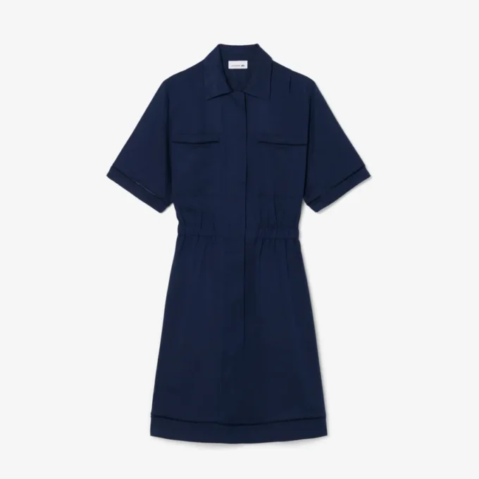 Vestido camisa fluido em mistura de linho
