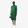 Vestido com gola tipo lenço em cetim estampado Runway