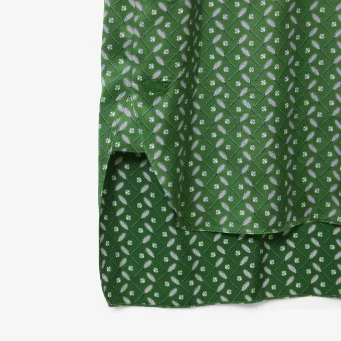 Vestido com gola tipo lenço em cetim estampado Runway