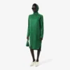 Vestido com gola tipo lenço em cetim estampado Runway