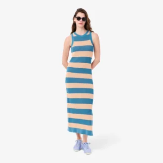Vestido de algodão às riscas