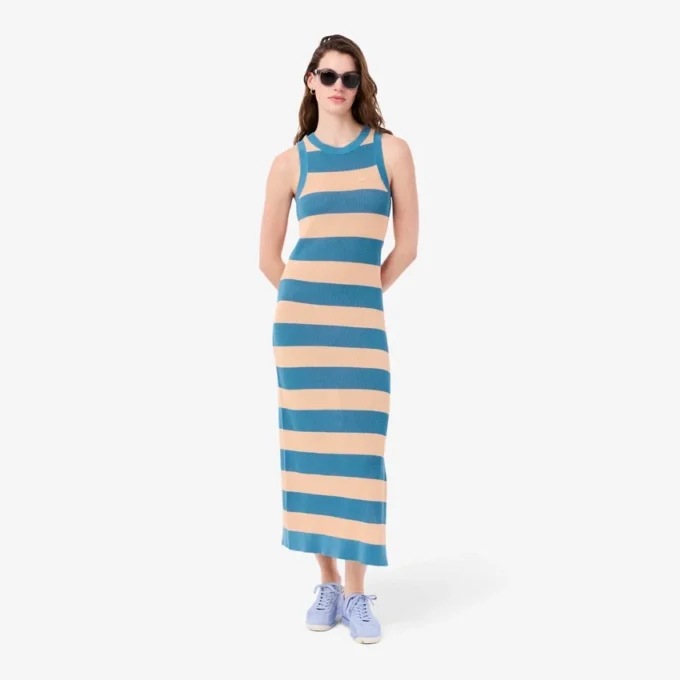 Vestido de algodão às riscas