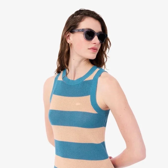 Vestido de algodão às riscas