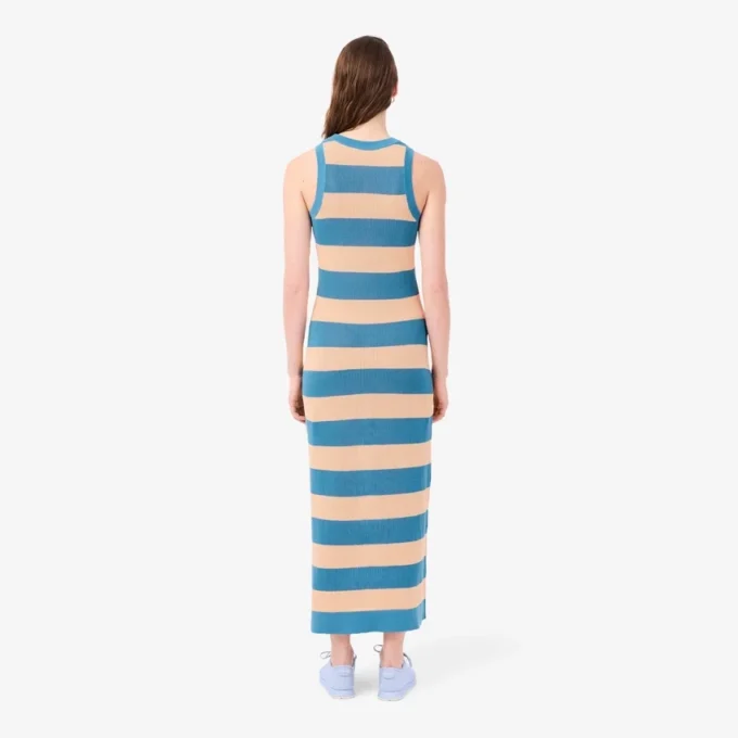 Vestido de algodão às riscas