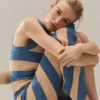 Vestido de algodão às riscas