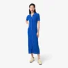 Vestido de malha canelada com gola de polo para mulher