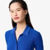 Vestido de malha canelada com gola de polo para mulher