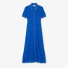 Vestido de malha canelada com gola de polo para mulher