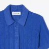 Vestido de malha canelada com gola de polo para mulher